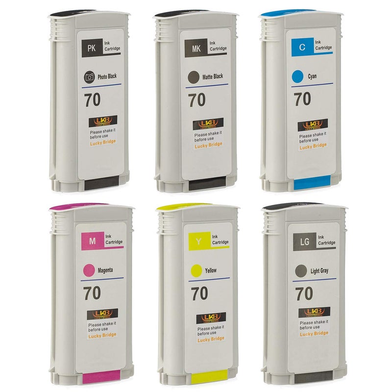 LKB 6PK Compatible HP70 Ink Cartridge Replacement with 130ML Use with HP Designjet Z2100 Z5200 Z3200 Z3100 Z5400 (6 Pack HP70) Ã¢â‚¬â€œUS - Image 2